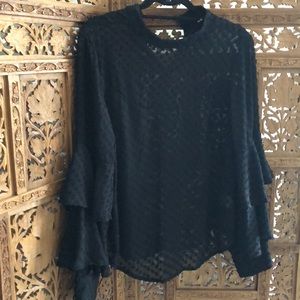 Black sheer blouse- large